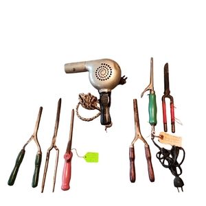 Vintage hair dryer and curling irons